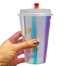 塑料一次性外賣全息極光派對杯 500ml, 1件, 8個