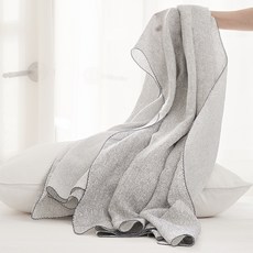 ccumel 條紋滾邊人造絲夏季薄被, 木炭