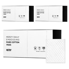 MERZY 每日壓花純棉化妝棉, 3個, 100入