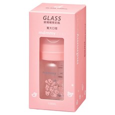 mammyshop 媽咪小站 母感體驗2.5 玻璃奶瓶 寬大口徑, 櫻花粉, 120ml, 1個
