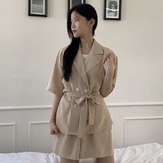 TANIZ 女款Leton雙排扣短袖夾克長褲套裝