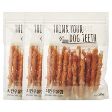 띵크유어도그티 강아지 딩고껌 스틱형 24P, 혼합맛(치킨/우유), 3개, 240g