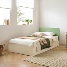 리바트 커먼베드 자녀가구 심플형 헤드 침대 일반형 프레임 단품 방문설치, 그린 + 화이트오크