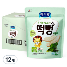 아이얌 유기농 쌀과자 떡뻥, 시금치맛, 30g, 12개