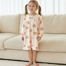Maykids 女童款心形印花荷葉邊睡裙