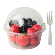 Inp PET 冰杯 98mm 杯身 170ml x 50入 + 圓頂無孔蓋 50入 + 三叉迷你叉 50入 套組, 1套