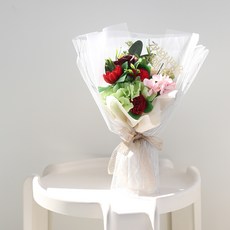 ASPASIA 香皂花康乃馨 無盡的愛 繡球花束 + 獎狀卡 + 留言插牌, 紅色, 1個