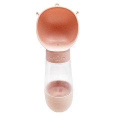 寵物星樂園 狗狗外出水杯飲水+餵食-350ml+200ml, 呆萌粉, 1組