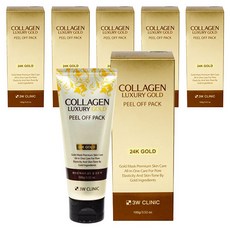 3W CLINIC 膠原蛋白奢華黃金撕拉面膜 100g, 1條, 6條