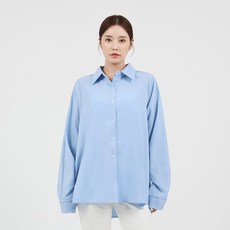 Elsso 女款Oversize寬鬆半長版翻領長袖襯衫