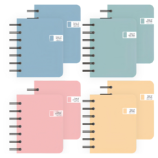 CMYK彩色左翻筆記本 120頁, 8個, 藍色+薄荷色+粉紅色+黃色