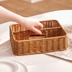 House Recipe PP藤手柄分隔籃, 棕色, 1個