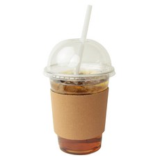 Inp PET 冰杯 98口徑 + 圓頂開孔杯蓋 + 杯套 + 吸管組合, 480ml, 25個, 1套