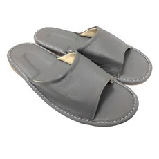 真皮頭層牛皮全皮防滑室內拖鞋 LS05, 銀灰色, 1雙