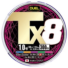 DUEL TX8 300M 五彩 PE線 H4340-5C #1.0 高強度耐磨 適用各種釣魚環境, 1個