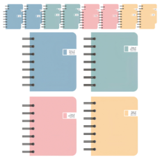 CMYK彩色左翻筆記本 120頁, 20個, 藍色+薄荷色+粉紅色+黃色