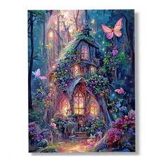 Smogle 寶石十字繡水鑽套組 30 x 40 cm, 1個, 森林小屋