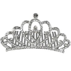 FLO-J 皇冠水鑽髮梳夾, 1個, 銀色