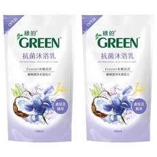 GREEN 綠的 抗菌沐浴乳補充包 鳶尾花精萃 植萃配方 提升抗菌效果 溫和清潔 自然保濕因子 保持水潤, 700ml, 2包