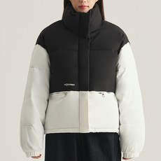 Elsso 女款高領雙色短版鋪棉外套
