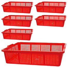 震嶸塑膠 450公文林 置物籃/收納籃, 43.5 x 33 x 11cm, 紅色, 6個
