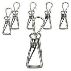 YI SHUIN 亞晨 304不鏽鋼皇家不鏽鋼夾/吊襪夾/曬衣夾 6入, 1組