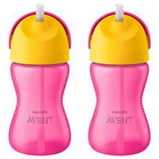 필립스아벤트 벤디 빨대컵, 300ml, 2개, 옐로우핑크