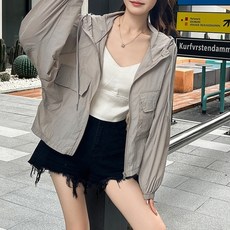 아이엠몽 여성용 데이토 경량 후드 벌룬 바람막이 자켓