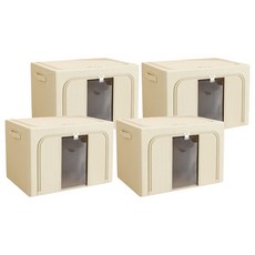 小麥購物 牛津布衣物收納箱, 米色, 4個