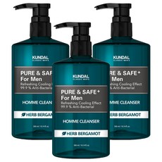 KUNDAL 昆黛爾 清爽型男性護理液 佛手柑香, 300ml, 3瓶