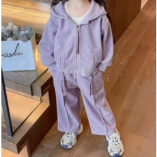 Uvely 兒童 Popony 運動連帽拉鍊外套 + 寬褲 上下套裝