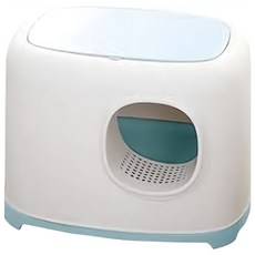 寵物星樂園吐司貓砂盆F 封閉式防臭落砂貓廁所, 慕斯藍, 39 x 55 x 40cm, 1個