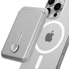 SINJIMORU 滑蓋 M-Vica 按扣式 MagSafe 卡夾手機支架, 銀色, 1個
