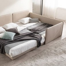 삼익가구 루시 슬림형 저상형 패밀리 침대 프레임 + 7존 독립스프링 매트리스 + 가드 + 풋가드 세트 방문설치, 베이지(프레임), 단일 색상(매트리스)