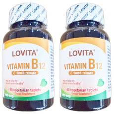 Lovita 高單位緩釋型維生素B12食品錠 1000微克 全素錠劑, 60顆, 2罐