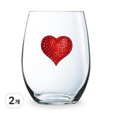 퀸스주얼 빨간하트 와인잔 스템미포함, 2개