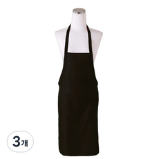 BYDECO 素色簡約頸掛圍裙, 黑色, 3個