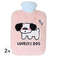 EVER HOUSE 可愛小狗保溫熱水袋 粉紅色 1000ml, 2個