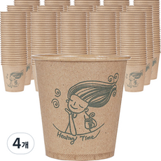 힐링타임 크라프트 종이컵 184ml, 400개입, 4개