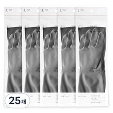 생활공작소 일반형 고무장갑, 그레이, 대(L), 25개