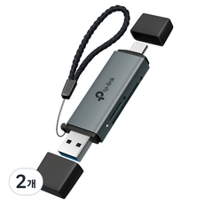 티피링크 C/A타입-SD/microSD USB 3 카드리더기, UA430D, 그레이, 2개