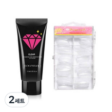 고고블랑 네일연장 폴리젤 60ml 세트, 폴리젤 밀크화이트 + 연장팁 일반형 100p + 구성품 3종, 2세트