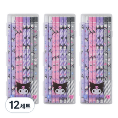산리오캐릭터즈 8본 연필 B + 케이스 쿠로미, 퍼플, 12세트