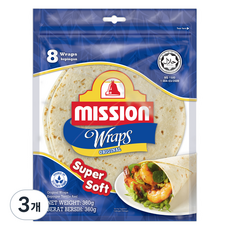 MISSION Food 原味墨西哥薄餅捲 8片, 3個, 360g