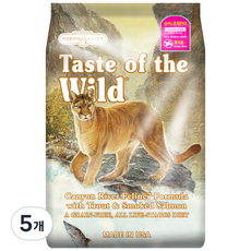 테이스트오브더와일드 송어 앤 훈제연어 캣 기능성 사료, 피부/피모+알러지, 908g, 5개