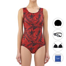 quaro 女用U型美背泳衣 + 泳帽 + 泳鏡 + 胸墊 + 透明袋組合 ILF122S