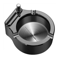 萬次打火機菸灰缸 滑動火柴設計 不鏽鋼+ABS材質 113*99*47mm, 金屬黑色, 1個