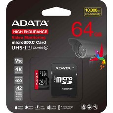 ADATA 威剛 A2 MicroSD 攝錄專用 記憶卡 AUSDX64GUI3V30SHA2-RA1, 64GB, 1個
