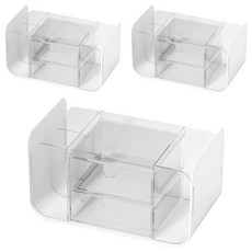 Kohimo U型透明雙層抽屜桌面收納盒 4W239, 白色, 3個