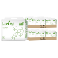 LIVI 優活 抽取式衛生紙 原生紙漿 超高溫殺菌 可丟入馬桶, 10包, 16袋